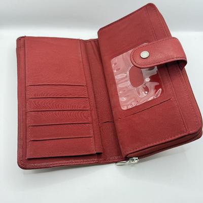 LOT 107: Red Leather Wallet w/ Collection of Clutches & Make Up Bags