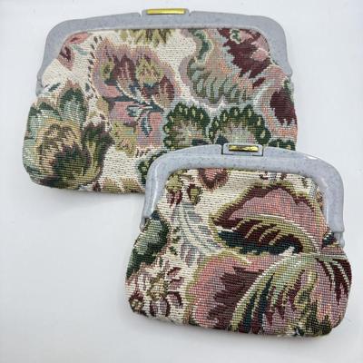 LOT 107: Red Leather Wallet w/ Collection of Clutches & Make Up Bags