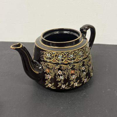 LOT 110: Weclower Hand Painted Ribbed Vase, Pendant Gibson & Sons Teapot and Antique Mirror