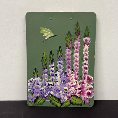 LOT 111: Uranium Glass Candle Stick Holder, Hand Painted Clip Board, Glass Santa Ornaments & More