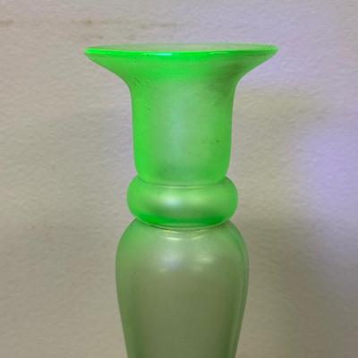 LOT 111: Uranium Glass Candle Stick Holder, Hand Painted Clip Board, Glass Santa Ornaments & More