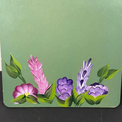 LOT 111: Uranium Glass Candle Stick Holder, Hand Painted Clip Board, Glass Santa Ornaments & More