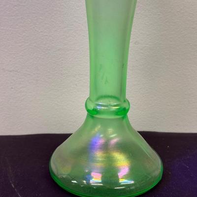 LOT 111: Uranium Glass Candle Stick Holder, Hand Painted Clip Board, Glass Santa Ornaments & More