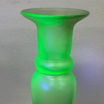 LOT 111: Uranium Glass Candle Stick Holder, Hand Painted Clip Board, Glass Santa Ornaments & More