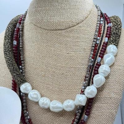 LOT 117: Collection of Necklaces & Earrings: Chicos, Amelia Rose & More