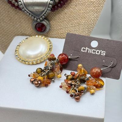 LOT 117: Collection of Necklaces & Earrings: Chicos, Amelia Rose & More