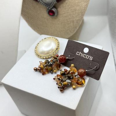 LOT 117: Collection of Necklaces & Earrings: Chicos, Amelia Rose & More