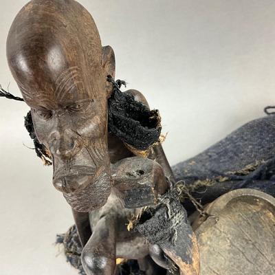 S399 Vintage African Carving of Mandarin Sitting with Lombok Container