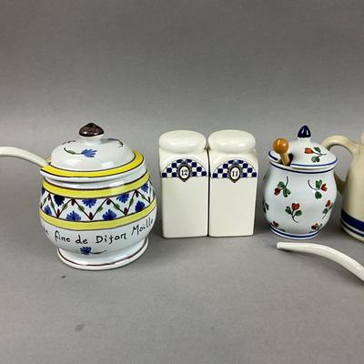 K405 Lot of French & Italian Mixed Pottery Condiments