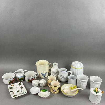 K406 Large Lot of French , Italian, Portugal Pottery Condiment Jars