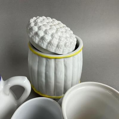 K406 Large Lot of French , Italian, Portugal Pottery Condiment Jars