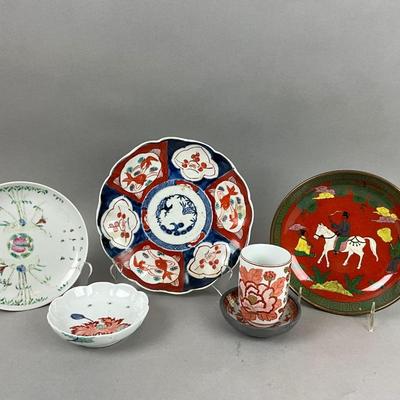 D408 Antique Japanese Imari Plate & Antique Chinese Export Pottery Lot