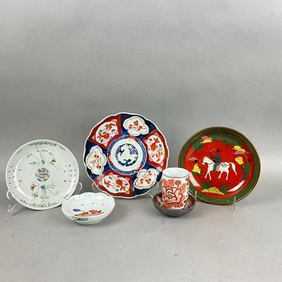 D408 Antique Japanese Imari Plate & Antique Chinese Export Pottery Lot