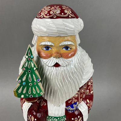 Z410 Large Handpainted Russian Carved Wooden Santa