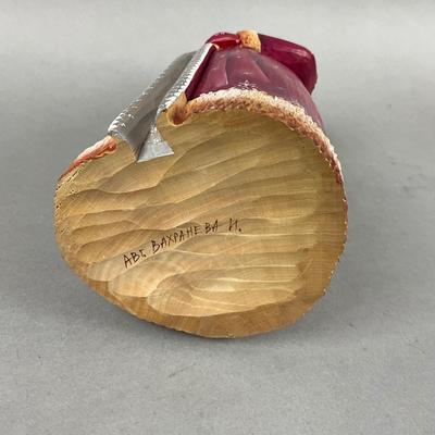 Z411 Handpainted Russian Carved Wooden Santa "Red Moroz"