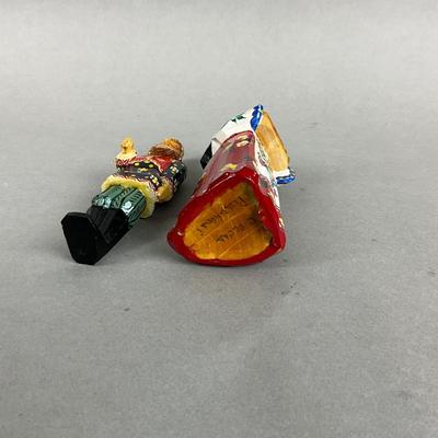 Z413 Handpainted Russian Carved Wooden Figure and Two Ornaments
