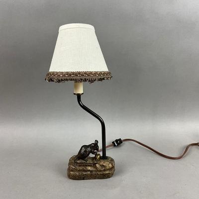 A414 Vintage Brass Mouse and Cheese Lamp