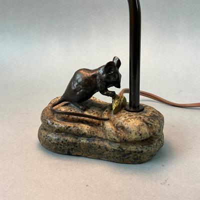 A414 Vintage Brass Mouse and Cheese Lamp