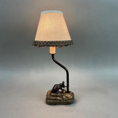 A414 Vintage Brass Mouse and Cheese Lamp