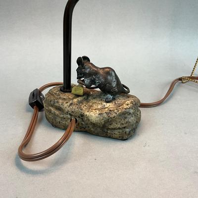 A414 Vintage Brass Mouse and Cheese Lamp