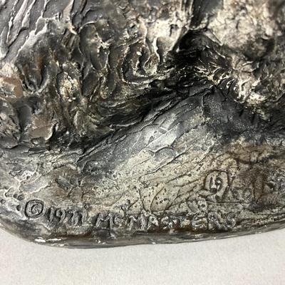 A415 Vintage Bear and Trout Sculpture Signed and Numbered