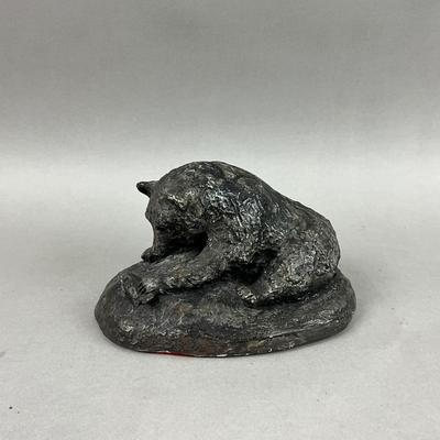 A415 Vintage Bear and Trout Sculpture Signed and Numbered