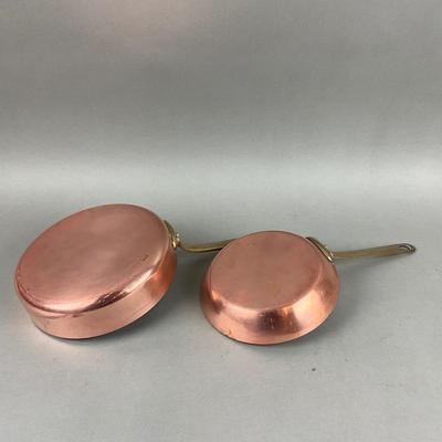 K420 Two Vintage French PARIS Copper Skillets