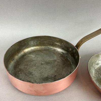 K420 Two Vintage French PARIS Copper Skillets