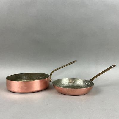 K420 Two Vintage French PARIS Copper Skillets