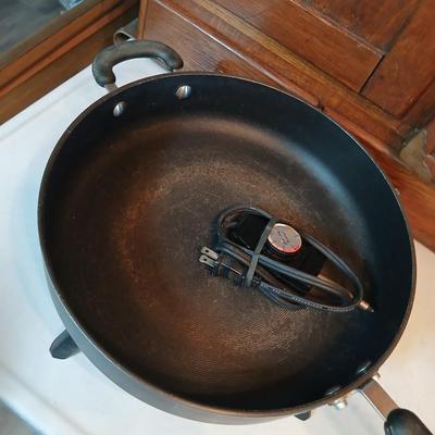 Vintage Dominion Electric waffle iron and a Circulon electric skillet