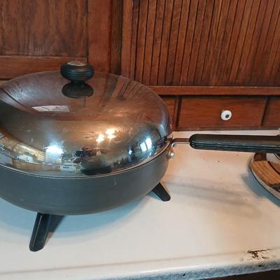Vintage Dominion Electric waffle iron and a Circulon electric skillet
