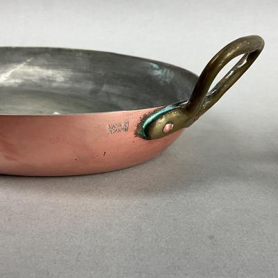 K421 Set of Two Vintage French Copper Au Gratin Saute Pan