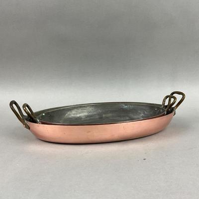 K421 Set of Two Vintage French Copper Au Gratin Saute Pan