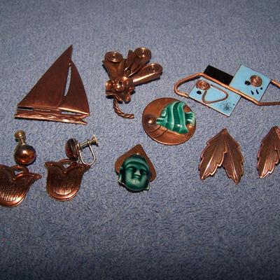 LOT 55 WONDERFUL VINTAGE MCM COPPER JEWELRY