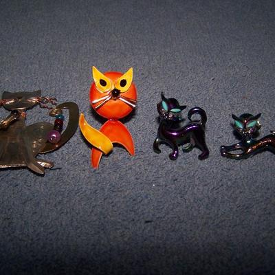 LOT 56 WILD & CRAZY METAL CAT PINS