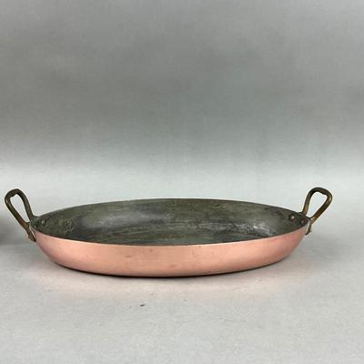 K422 Vintage French Copper Au Gratin Saute Pan