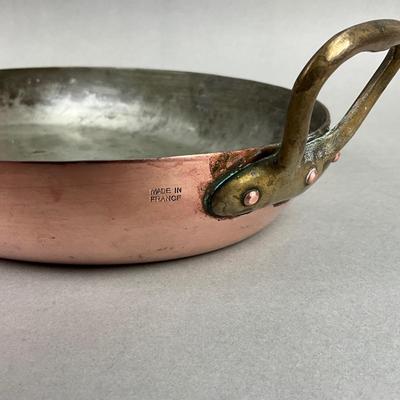 K422 Vintage French Copper Au Gratin Saute Pan
