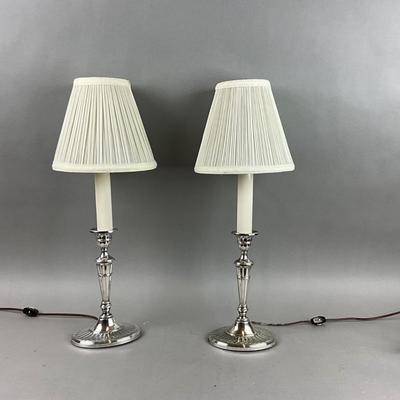 D427 Vintage Silverplated Candlestick Lamps