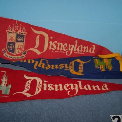 LOT 73 GREAT VINTAGE PENNANTS--DISNEYLAND
