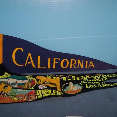 LOT 78 GREAT VINTAGE PENNANTS--CALIFORNIA HOLLYWOOD
