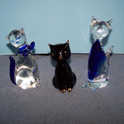 LOT 85 WONDERFUL COLLECTABLE ART GLASS CATS--1 MURANO