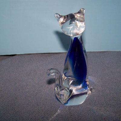 LOT 85 WONDERFUL COLLECTABLE ART GLASS CATS--1 MURANO