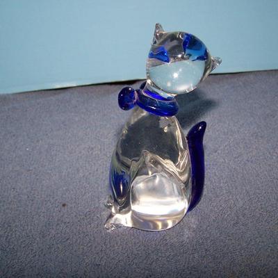 LOT 85 WONDERFUL COLLECTABLE ART GLASS CATS--1 MURANO