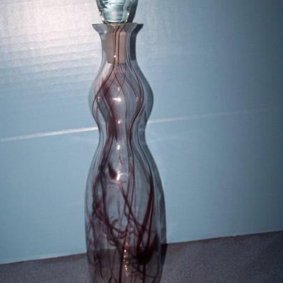 LOT 94 GORGEOUS VINTAGE MCM ART GLASS VASE & DECANTER