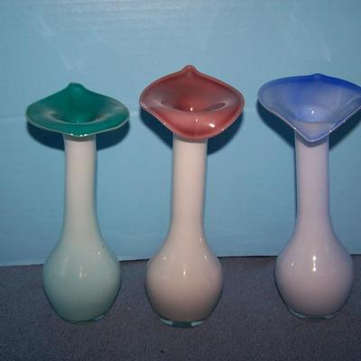 LOT 96 LOVELY COLLECTABLE JACK IN THE PULPIT ART GLASS VASES