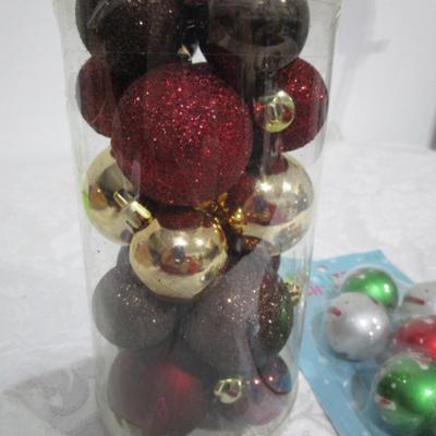 1 new pkg 9 mini ornaments, 1 new 20 mini shatterproof ornaments