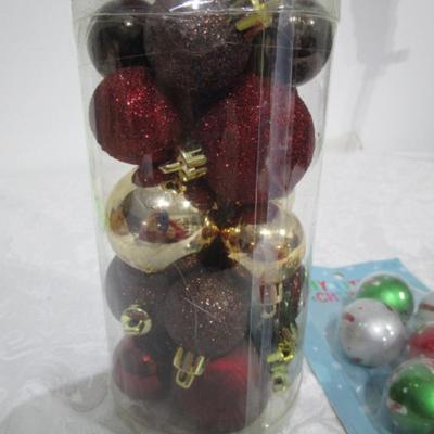 1 new pkg 9 mini ornaments, 1 new 20 mini shatterproof ornaments