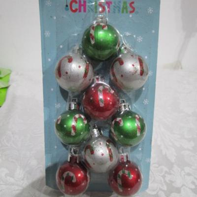 1 new pkg 9 mini ornaments, 1 new 20 mini shatterproof ornaments
