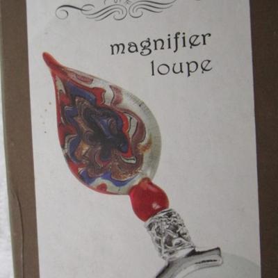 New in box magnifying glass with blown glass handle
