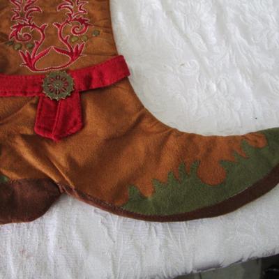 New Faux suede cowboy/girl Christmas stocking